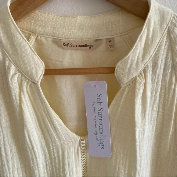 SOFT SURROUNDINGS Women's M Ivory Magnolia Gauze Tunic Top Cottage Blouse - Picture 4 of 12